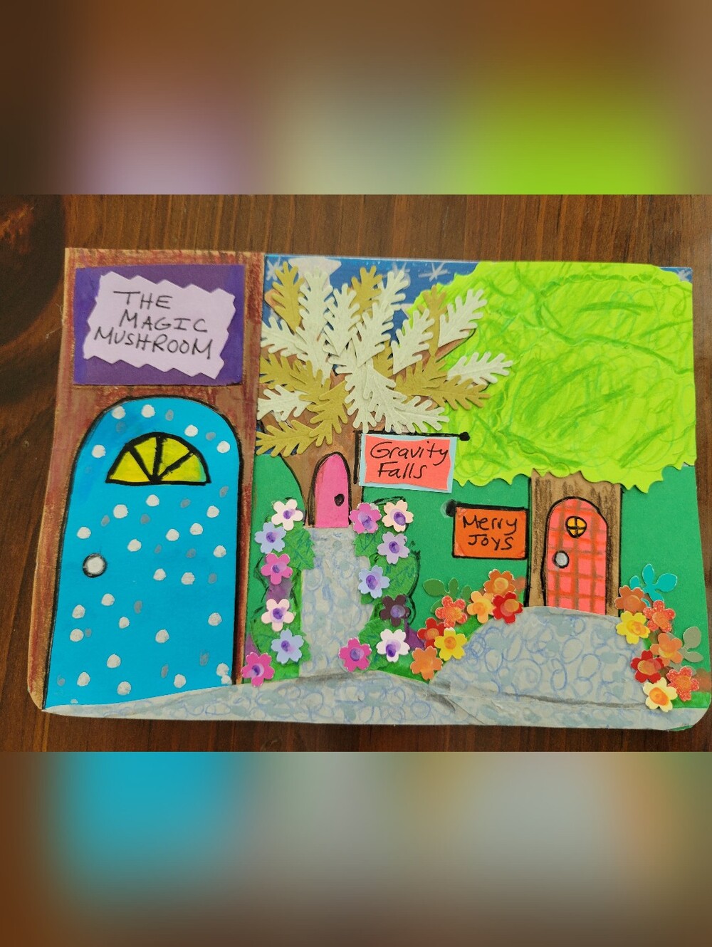 Fairy Tale Village Handmade Blank Greeting Card. Comes with a white envelope.